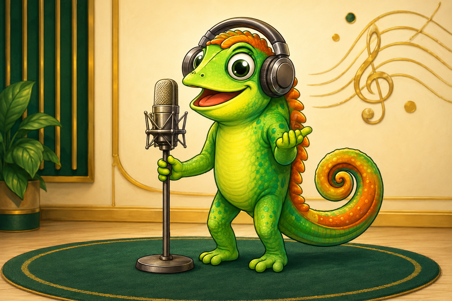 Riff, mascotte di Strade Artistiche, canta